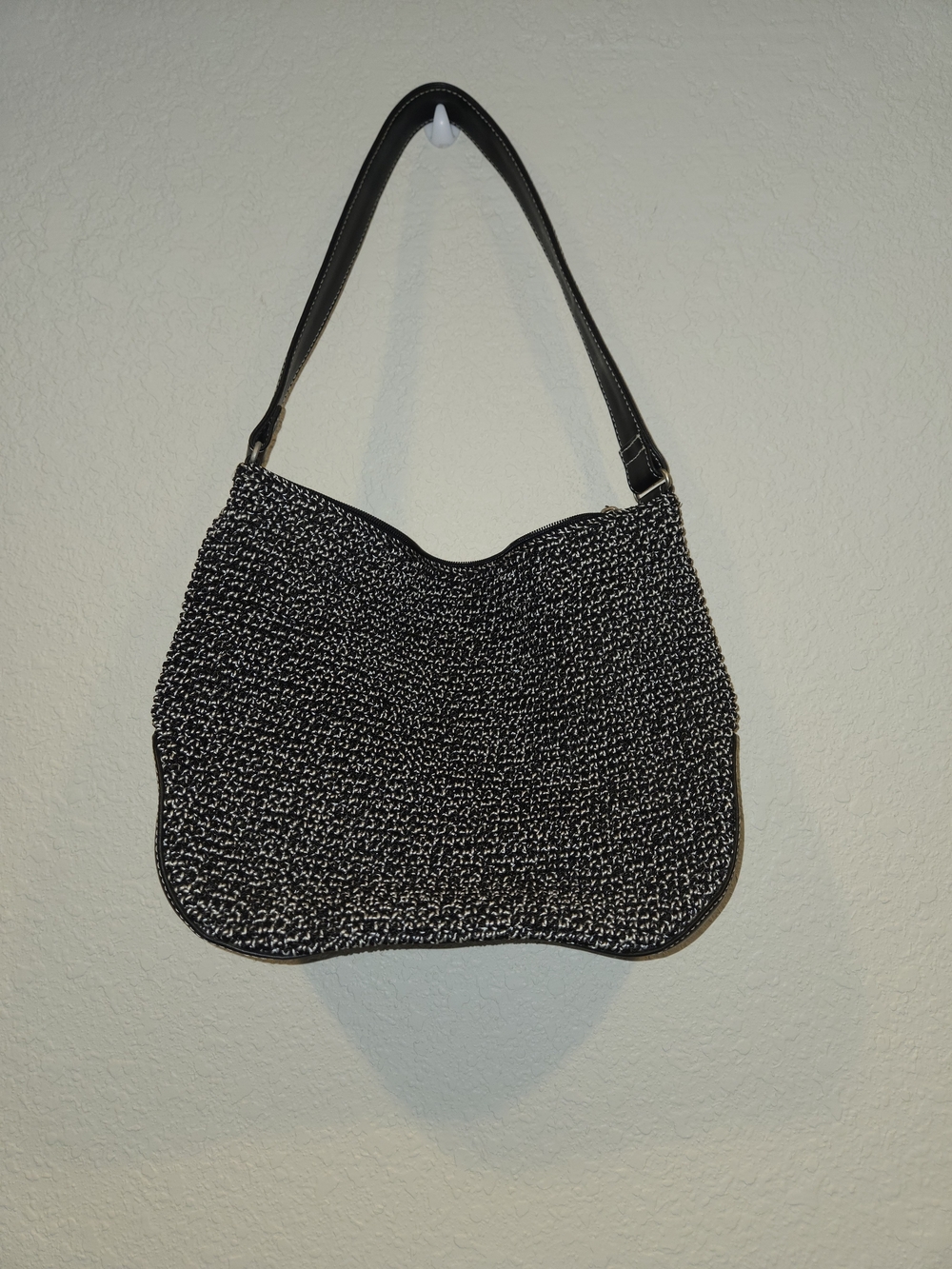 The Sak Black and White Woven Shoulder Bag